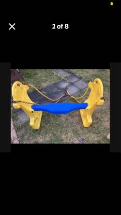 Rainbow playground glider, double swing