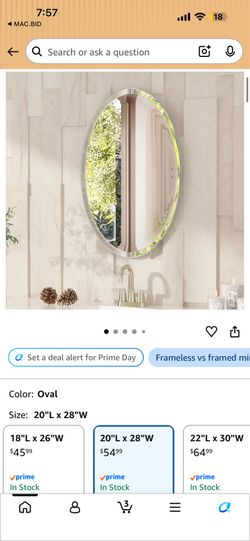 Vocalstar frameless oval mirror