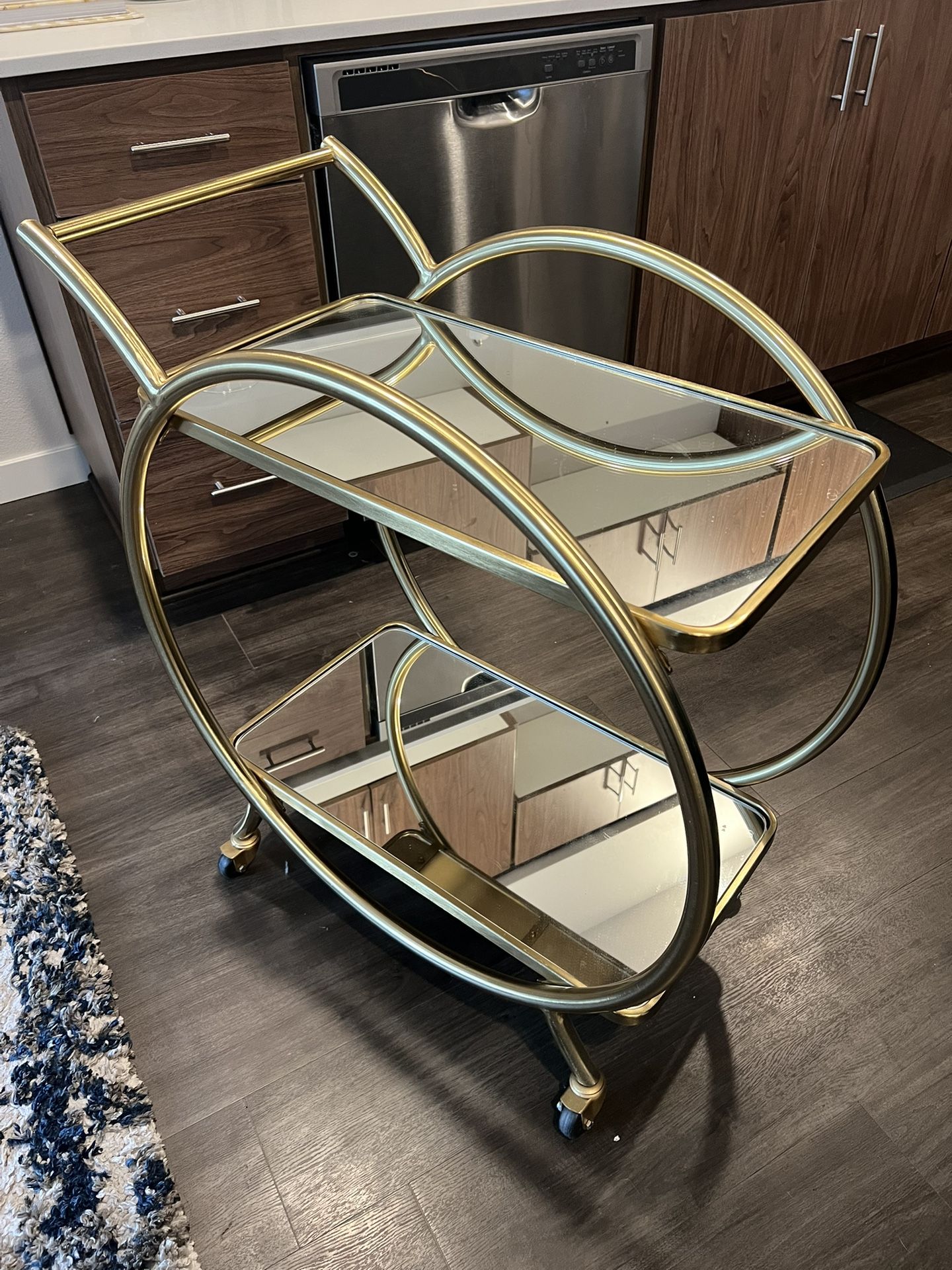 Gold Bar Cart on Wheels