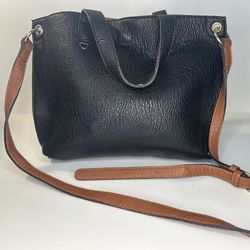 Street Level Black Faux Leather Crossbody Bag – Adjustable Strap & Magnetic Snap