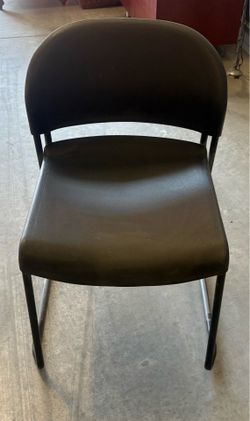 14 Black Stackable Office Chairs + Rolling Storage Cart