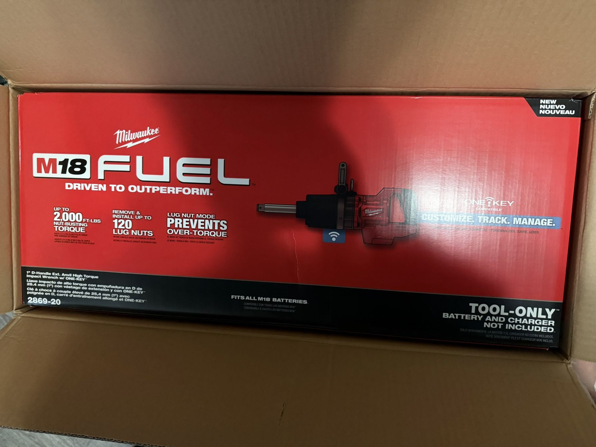 MILWAUKEE M18 FUEL 18V Lithium-Ion Brushless Cordless 1 in. Impact Wrench Extended Reach D-Handle (Tool-Only)