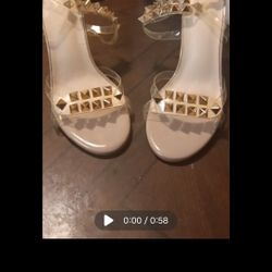 Size 5 Nude Studded Heels Never Worn