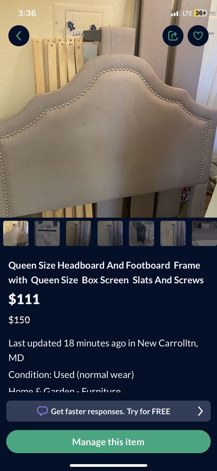 Queen Head And Foot  with Box Spring  (Deal )