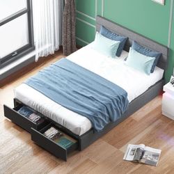 New on box twin size bed frame with storage