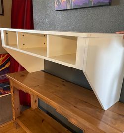 White Floating Desk with Cubby Storage