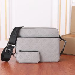 Grey LV Messenger Crossbody Bag