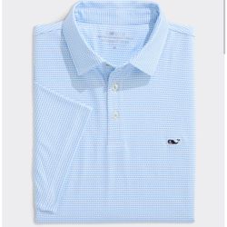 Vineyard Vines Golf Shirt Polo Micro WavesPrint Sankaty Large Blue NWT MSRP $110