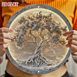 Luminous Tree of Life 8" Metal Wall Art
