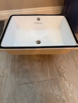 NEW White Rectangular Ceramic Undermount Bathroom Vanity Sink