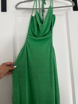 Green open back summer dress