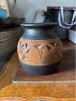 Black Pottery Vase Brown Pottery Vase Teo Tone Pottery Vase Black Pottery Bowl Handmade Pottery Studio Pottery