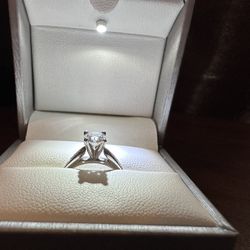 14 K Gold White Engagement Ring 