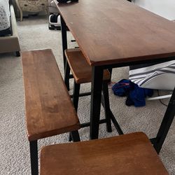 Table With Bench And 2 Stools 