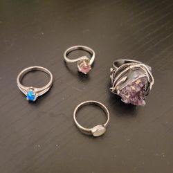 Silver 925 Ring Lot Various Sizes 6-8 