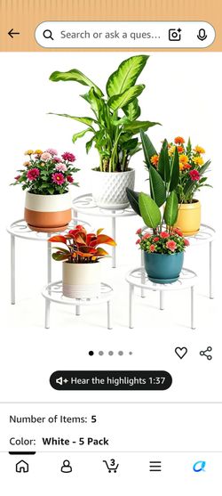 White Plant Stands. Set of 5 New
