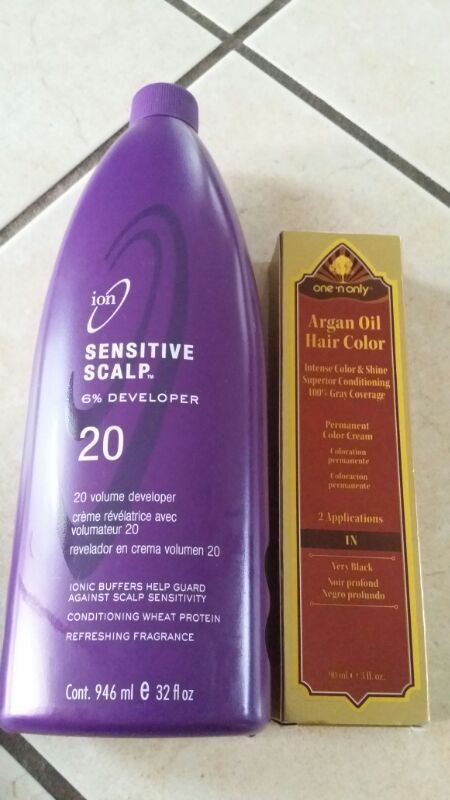 Ion Developer 20 and One n Only Argan Oil Hair Color (Very Black)