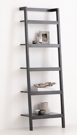Crate and Barrel 24” Black/Gray Sawyer Leaning Ladder Bookshelf