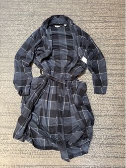 Men’s Plaid Robe With Belt Gray/Black