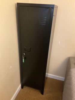 Black Locking Storage Cabinet / Safe Locker – 50” x 15” x 15”