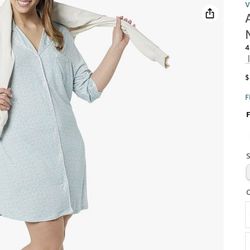 Brand New Button Down Nursing Nightgown | Long Sleeve Maternity Nightgown