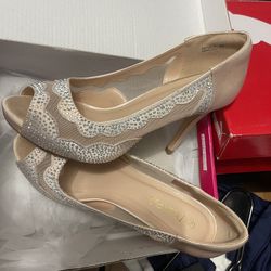 Champagne Color Open Toe Heels