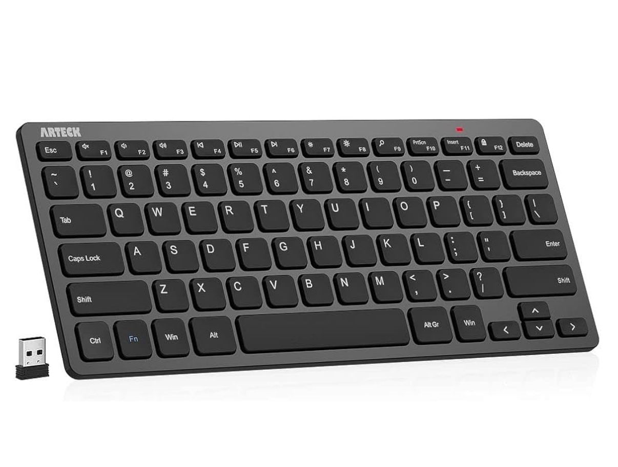 Arteck 2.4G Wireless Keyboard Ultra Slim and Compact Keyboard with Media Hotkeys for Computer Desktop PC