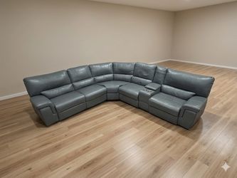 Grey Leather Sectional Sofa
