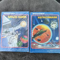 New 1980s Retro Video Game Cartridges – Intellivision Astrosmash & Space Hawk Sealed