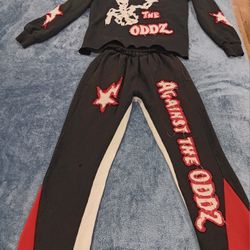 Men's "Against The ODDZ" Flare Leg Joggers Hoodie & Pants Both Size Medium 