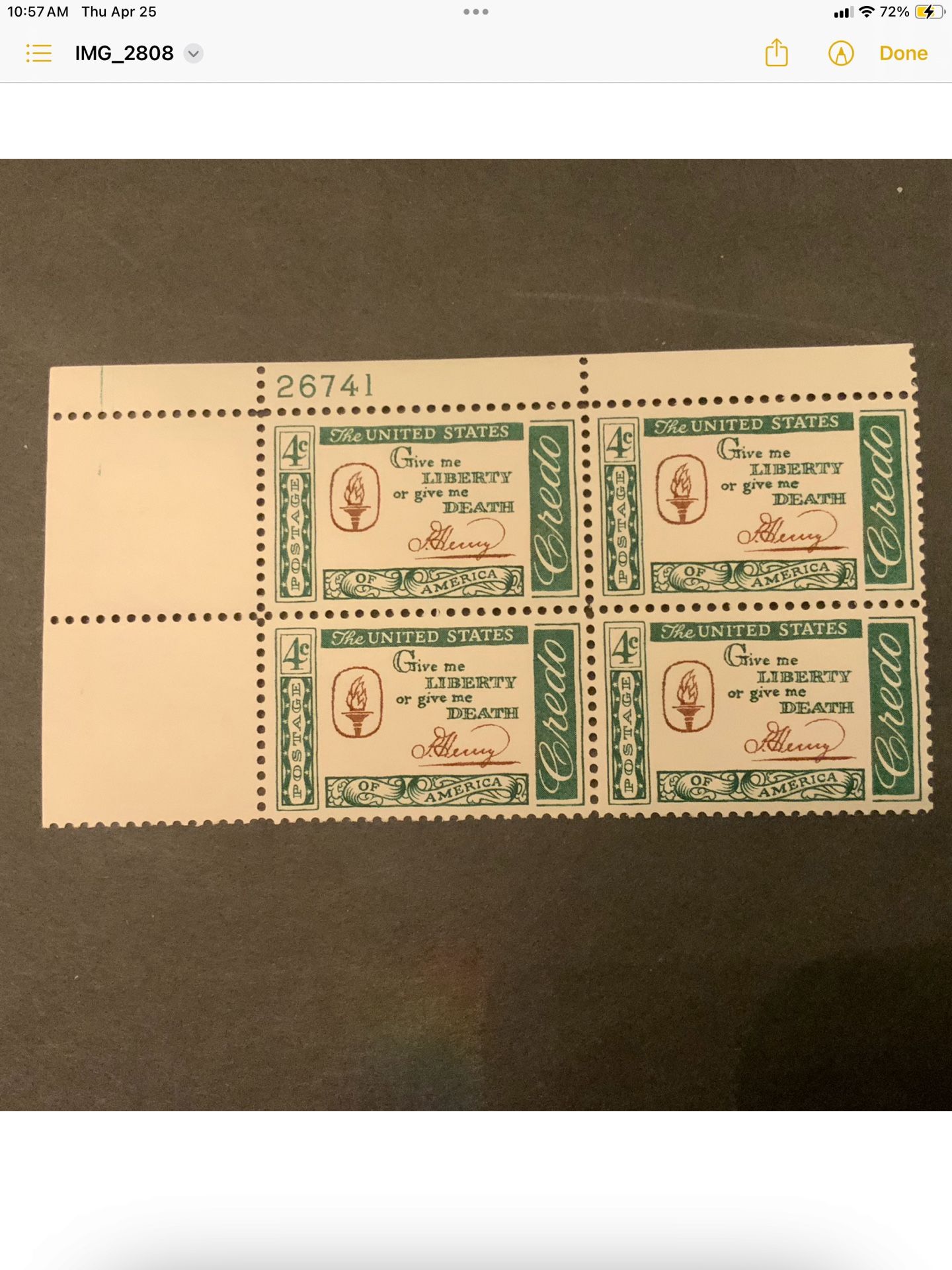 PATRICK HENRY CREDO Block Stamps
