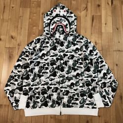 Bape White Grey Black Zip Up