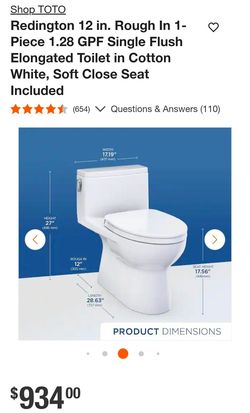 ToTo Redington Toilet, 17.5" H