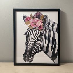 Zebra with flower crown painting