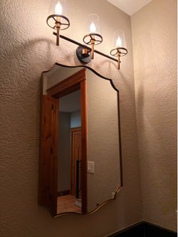 Contemporary Wavy Edge Scalloped Mirror, 24” x 36”