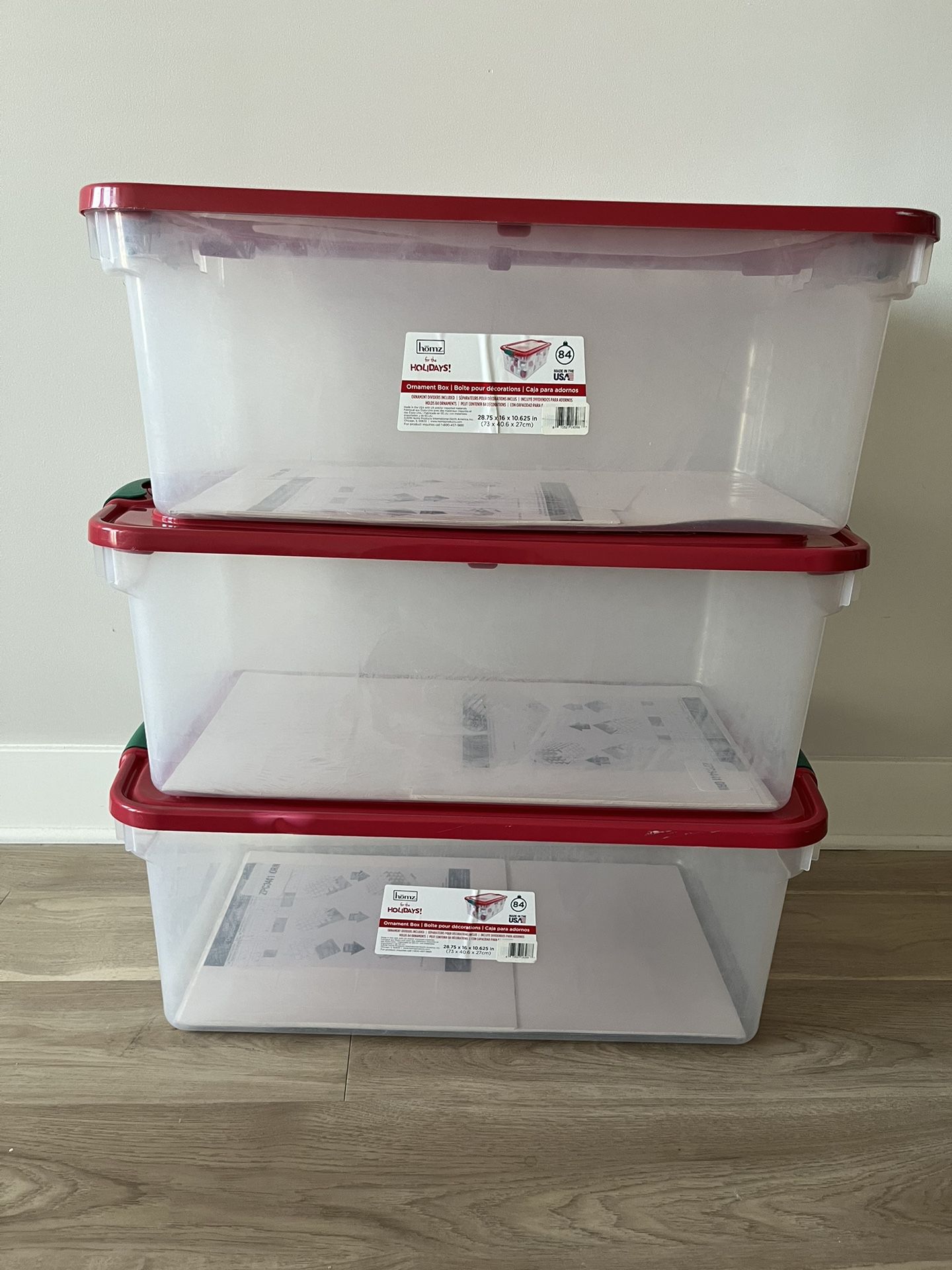 Clear, Stackable, Latch Box, Storage bins with matching lids 