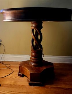 Global Archive Hand Carved Pedestal Table In Brown