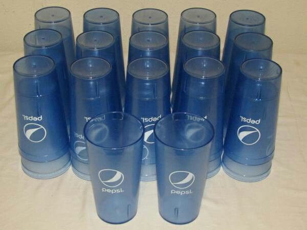 32 New Pepsi Cola Restaurant Blue Plastic Cups 20oz Impact #0120