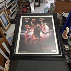 Lebon James "Hot Stuff" Miami Heat 16 X 20 Dunking Poster NBA 2011 Framed & Matted  - Collectible 