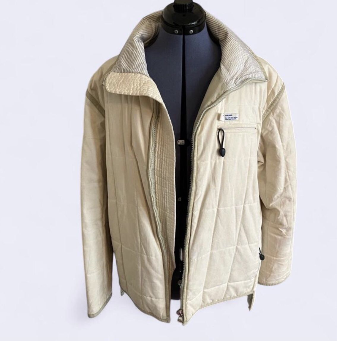 Vintage Retro Men’s Diesel Winter Coat Jacket Off White Sz L