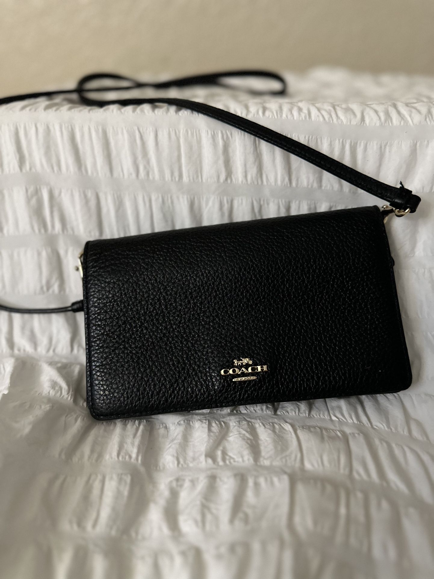 Coach Anna Foldover Crossbody Clutch in Black
