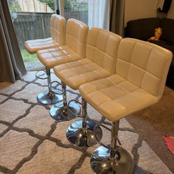  Counter Height Bar Stools, Upholstered Modern Kitchen Barstools with Metal Base