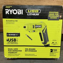 RYOBI USB Lithium Screwdriver with 2.0 Ah USB Lithium Battery and Charging Cable