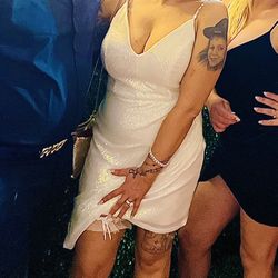 White Sparkle Wedding Or Bachelorette Dress