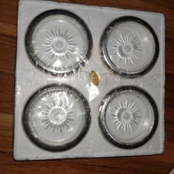 Crystal & Silver Plated Coasters VTG Leonard