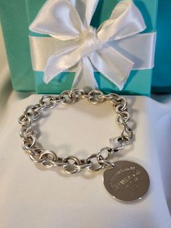 Tiffany & Co. Please Return To Round Tag Chain Link Bracelet 7.25"