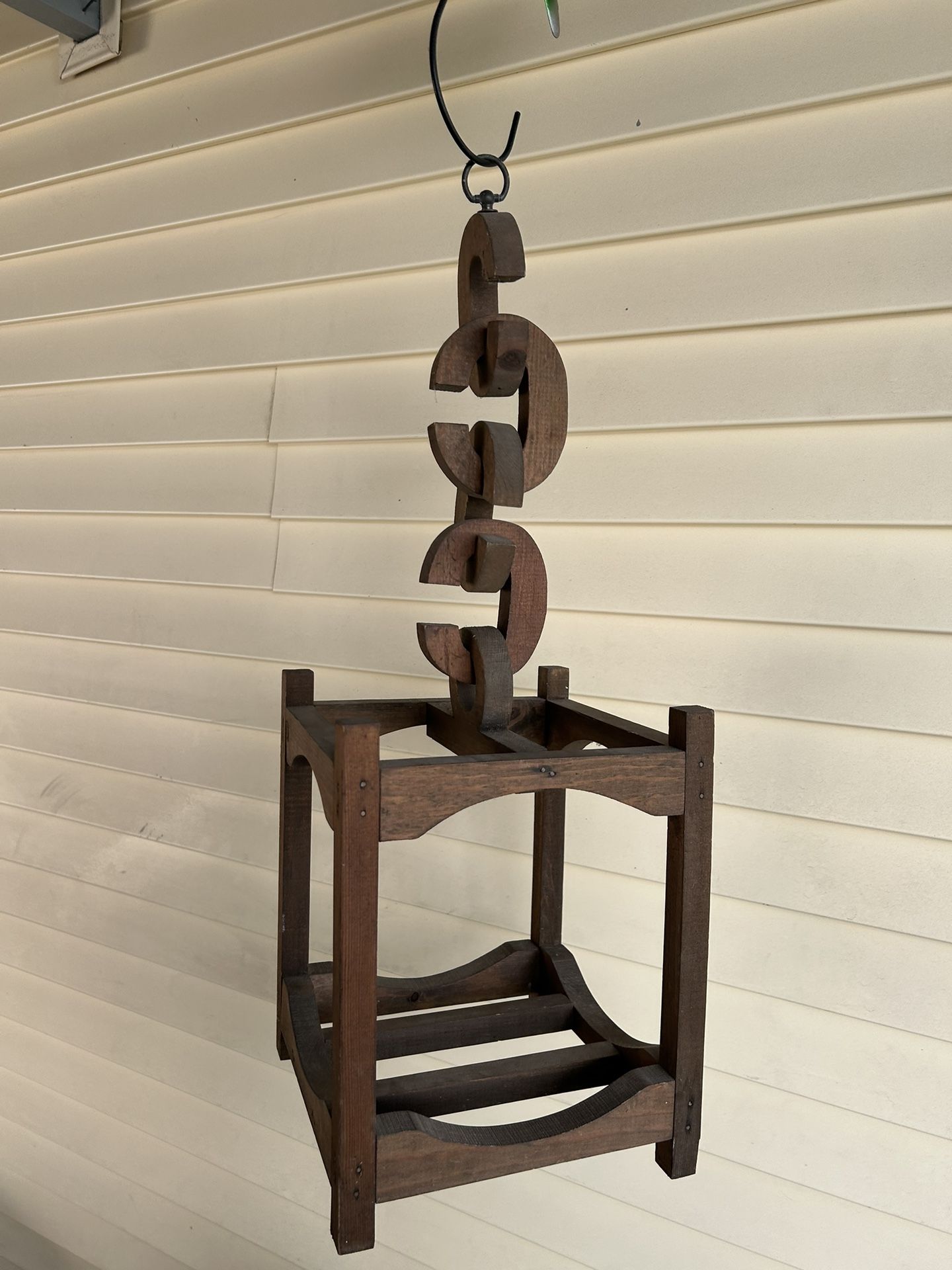 Wooden Plant Holder Hanger, Hand Made,8 1/2” (W), 11” (H) & 23” When Hanging