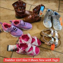 New 5 Pairs Of Toddler Girl Shoes Size 9 New with Tags