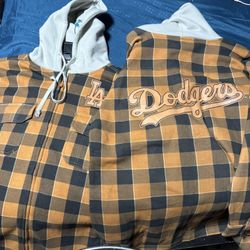 Yellow/Blue Dodger Hooded Flannel $65 Each