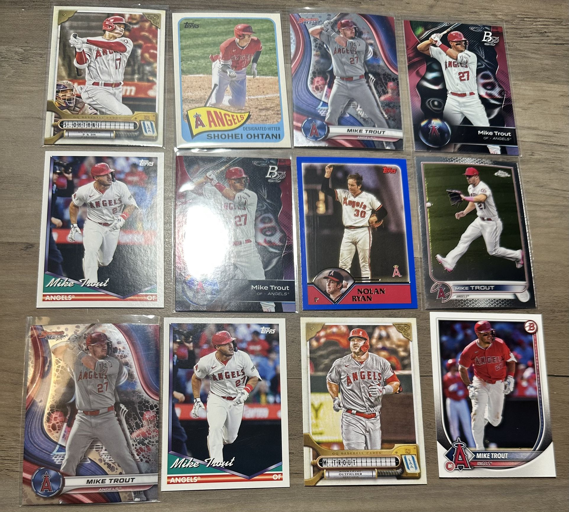 Los Angeles Angels Baseball Card 🐐 Lot (12) - Trout (9), Ohtani (2), Ryan (1)